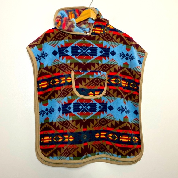 Lindo Fleece Aztec Print Vest Pullover Hooded Western Boho Design Size 11 - Picture 1 of 12